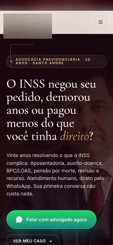 A mesma página previdenciária no celular.