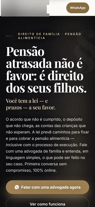 A mesma página de família no celular.